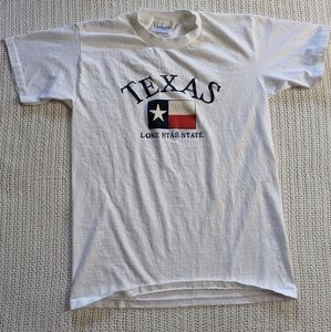 VTG T-Shirt Texas Lone Star State All Sport Single Stitch White Tee Men's Medium